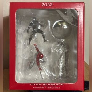 Hallmark Star Wars and Marvel Heroes Ornament Set - Red and  Silver Box Damage